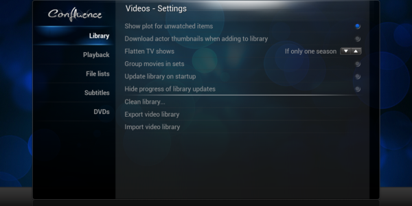 Video Library Settings